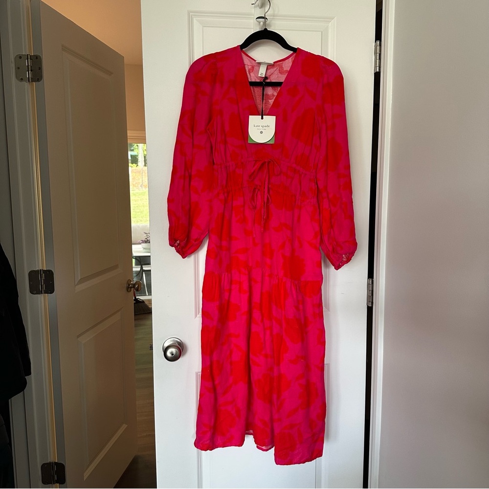 XS, S, M - Kate spade x target women’s classic rose linen Maxi Dress - Picture 11 of 13